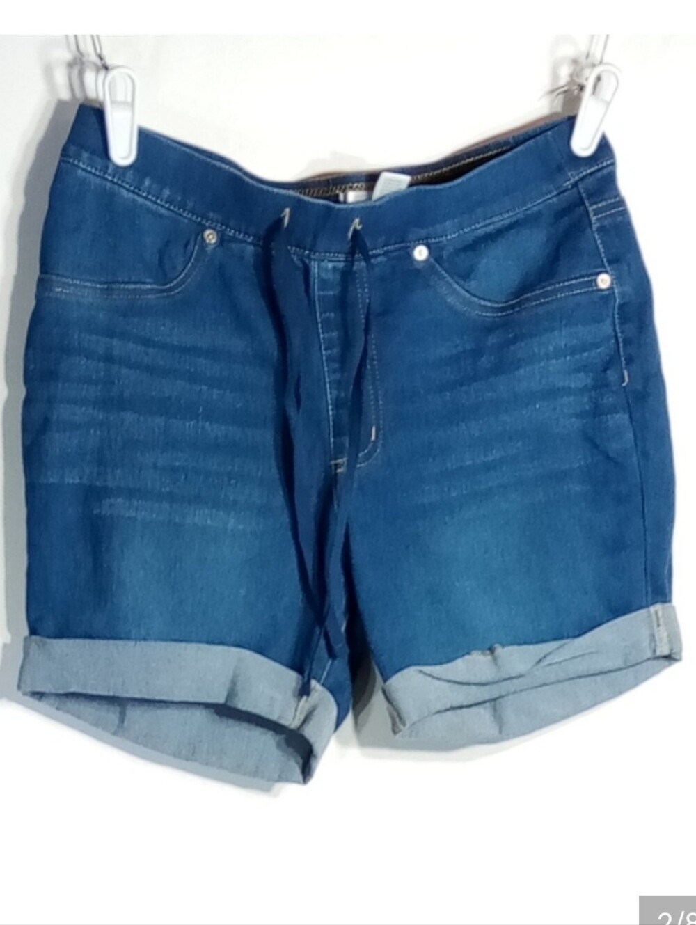 Just Be Pull On Cuffed Blue Jean Shorts Sz Sm